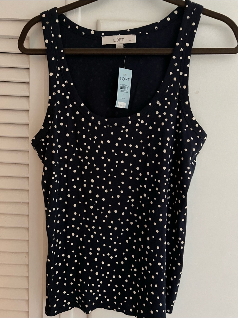 LOFT NWT Navy Tank with White Polka Dots